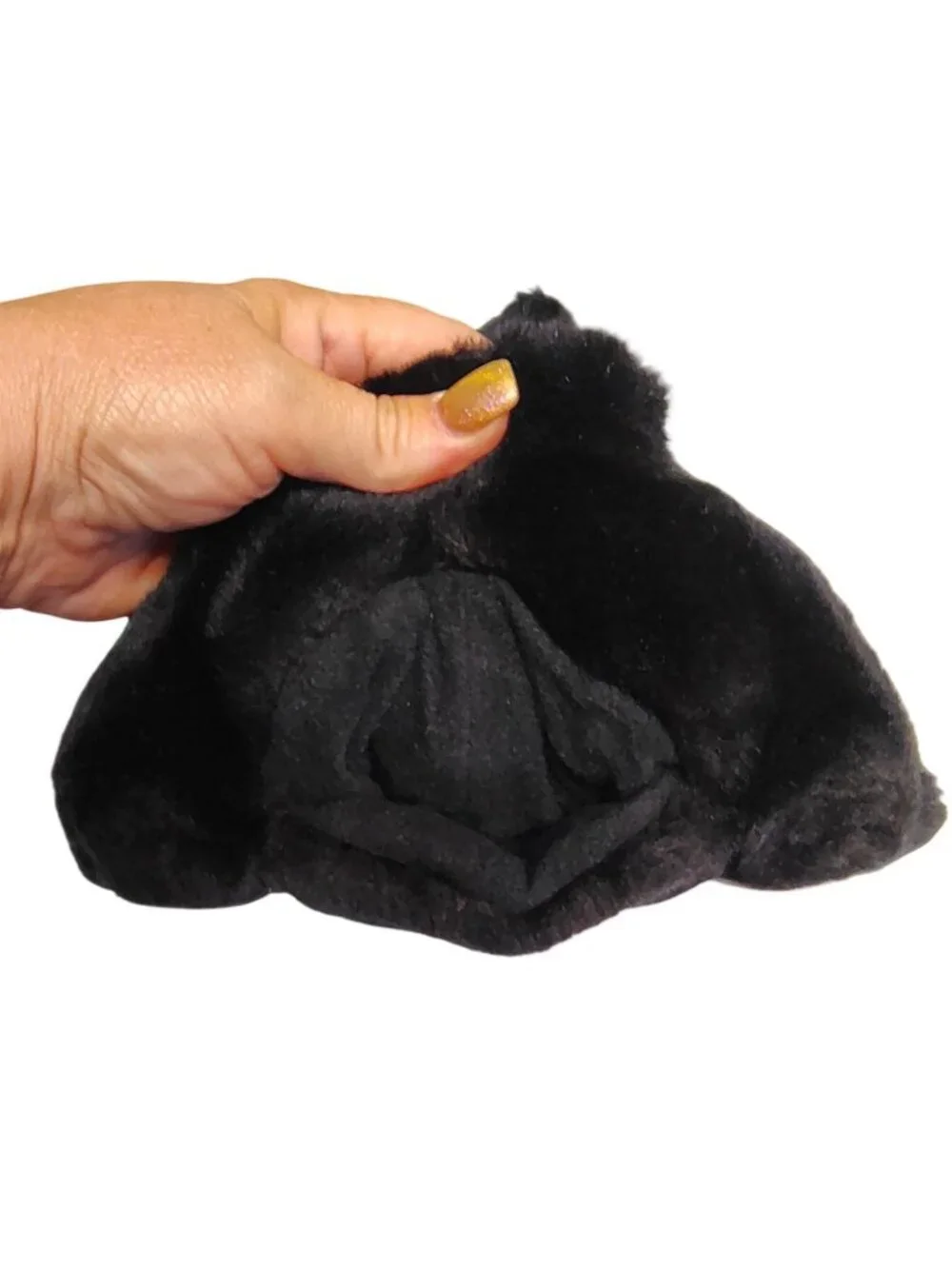 Vintage Dakin Black Scottie Schnauzer Plush Dog Puppy Hand Puppet 1984, Red Bow